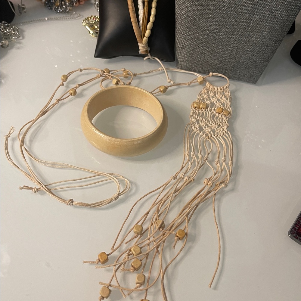 5pc Set Macrame Bracelets, Necklace, Earrings. - image 1